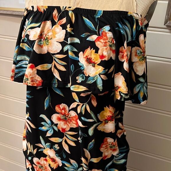 Hello Miz Black Floral Fitted Maternity Off Shoulder Dress Size Large NWT - Picture 4 of 10